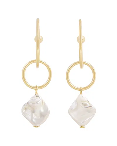 Saachi Pearl Cz Hoop Earrings