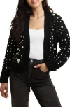 Saachi Pearly Beaded Cardigan In Black