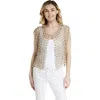 Saachi Pearly Beaded Floral Lace Top In Gold