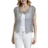 Saachi Pearly Beaded Floral Lace Top In Grey