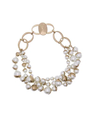 Saachi Plated 8-16mm Pearl Half Moon Necklace In Metallic