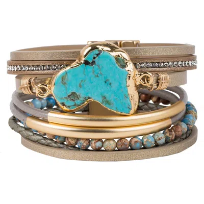 Saachi Playa Beaded Wrap Bracelet In Taupe