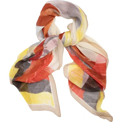 Saachi Pleated Abstract Print Scarf In Multi