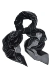 Saachi Pleated Geometric Print Scarf In Black/white