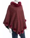 Saachi Pom Pom Poncho In Red