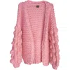 Saachi Pompom Knit Cardigan In Blush