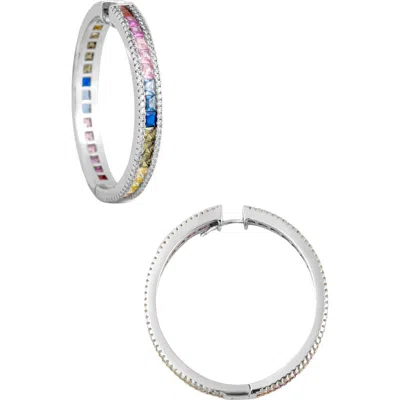 Saachi Rainbow Crystal Hoop Earrings In Metallic