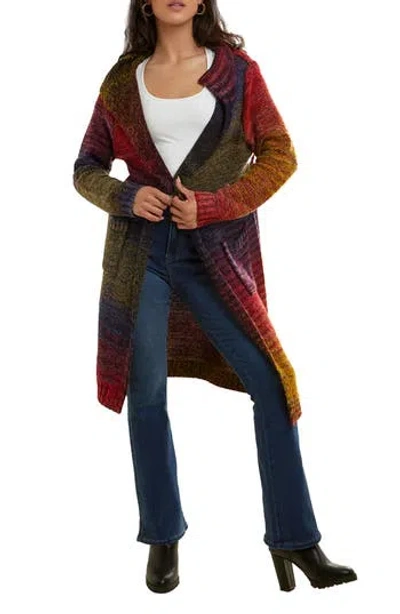 Saachi Rainbow Longline Cardigan In Rainbow Multi