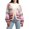 Saachi Rainbow Stripe Reversible Sweater In Multi Pink