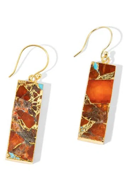 Saachi Rectangle Gemstone Drop Earrings In Pink