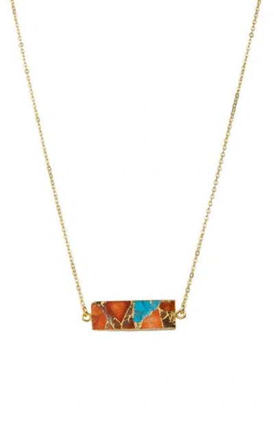 Saachi Rectangle Gemstone Necklace In Burgundy