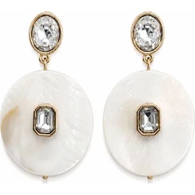 Saachi Resin Disc Crystal Drop Earrings In White