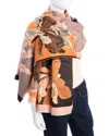 Saachi Floral Reversible Scarf In Orange