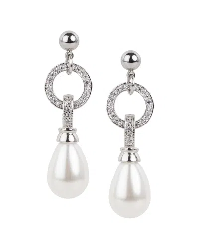 Saachi Rhodium Pearl Dangle Earrings In Metallic
