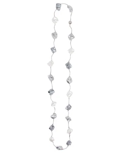 Saachi Rhodium Pearl Necklace In Metallic