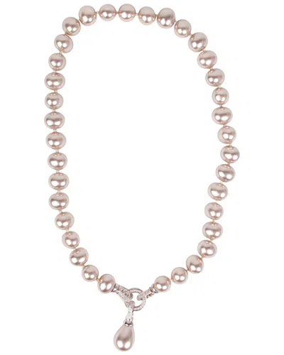 Saachi Rhodium Pearl Necklace In Pink