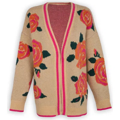 Saachi Rose Motif Cardigan In Brown