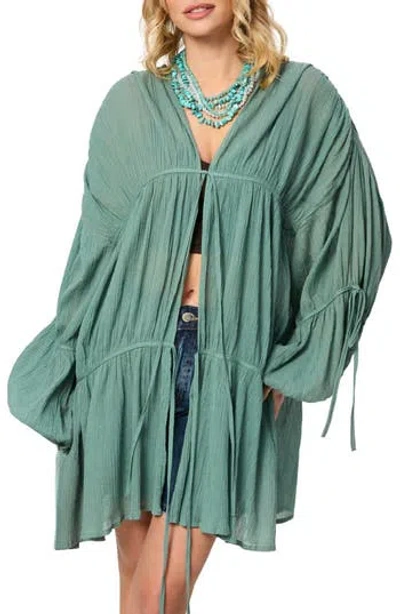 Saachi Ruffle Tie Front Top In Green