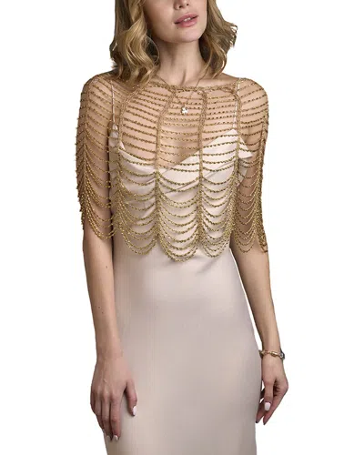 Saachi Scallop Beaded Capelet In Brown