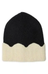 Saachi Scallop Trim Beanie In Black
