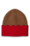 Saachi Scallop Trim Beanie In Brown