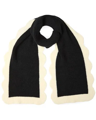 Saachi Scallop Trim Knit Scarf In Black