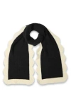 Saachi Scallop Trim Knit Scarf In Black