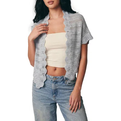 Saachi Scalloped Pointelle Triangle Scarf In Gray