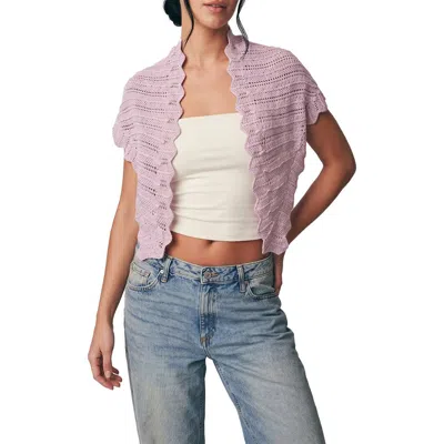 Saachi Scalloped Pointelle Triangle Scarf In Pink