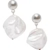 Saachi Seashell Pearl Dangle Earrings In Pearl