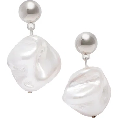 Saachi Seashell Pearl Dangle Earrings In White