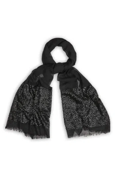 Saachi Sequin Wool Formal Scarf In Black