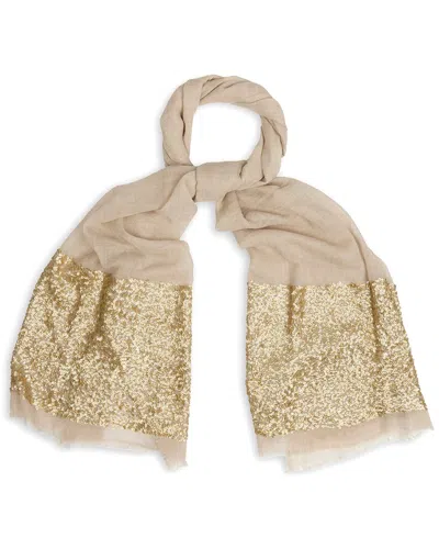 Saachi Sequins Wool Scarf In Neutral