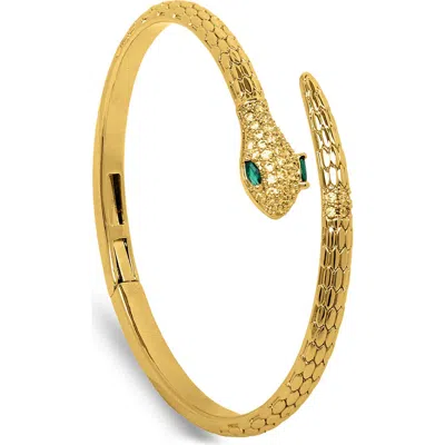Saachi Serpent Sparkle Hinged Cuff Bracelet In Gold