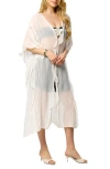 Saachi Sheer Ruffle Cover-up Caftan In White