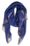 Saachi Shimmer Border Scarf In Blue