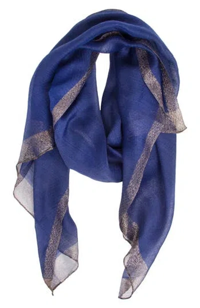 Saachi Shimmer Border Scarf In Blue