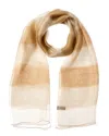 Saachi Shimmering Striped Silk & Wool-blend Scarf In Brown