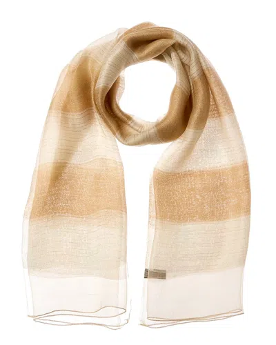 Saachi Shimmering Striped Silk & Wool-blend Scarf In Brown