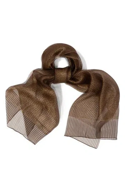 Saachi Silk Shimmering Scarf In Brown
