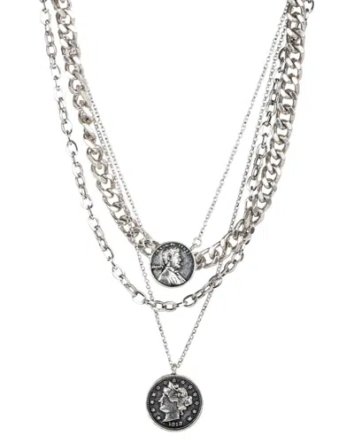 Saachi Silver Plated Coin Layered Necklace