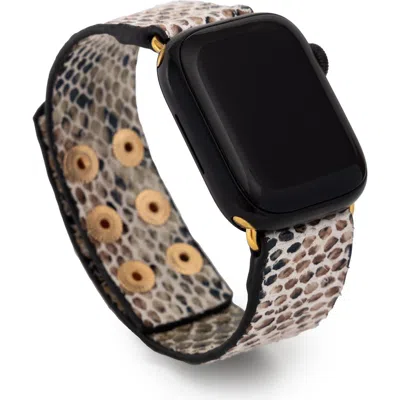 Saachi Snakeskin Faux Leather Apple Watch® Watchband In Black