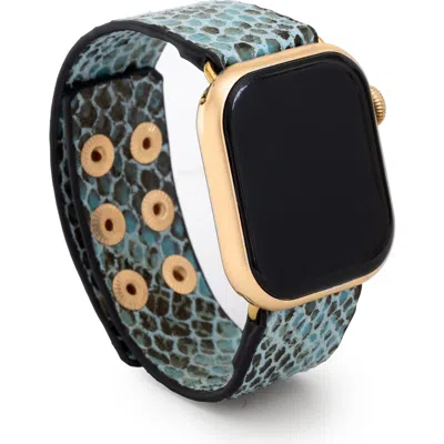 Saachi Snakeskin Faux Leather Apple Watch® Watchband In Blue