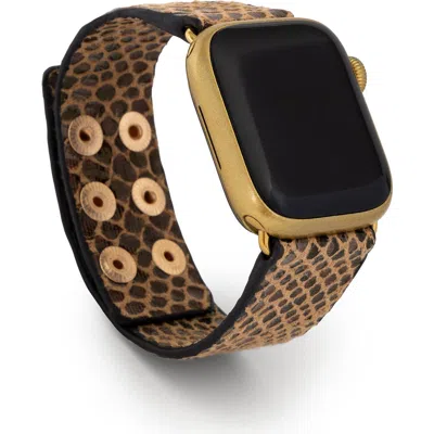 Saachi Snakeskin Faux Leather Apple Watch® Watchband In Brown