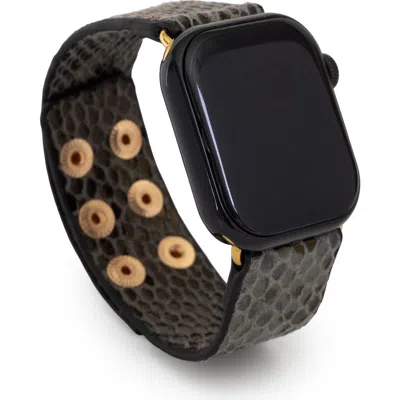 Saachi Snakeskin Faux Leather Apple Watch® Watchband In Gray