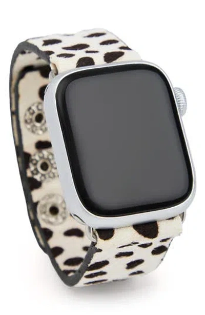 Saachi Spotted Genuine Calf Hair Apple Watch® Watchband In Black