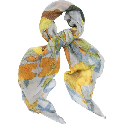 Saachi Springtime Pleated Floral Scarf In Yellow