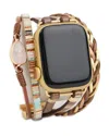 Saachi Stainless Steel Bohemian Leather Apple Watch Band In Multi