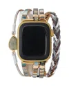 Saachi Stainless Steel Leather Apple Watch Band In Gold