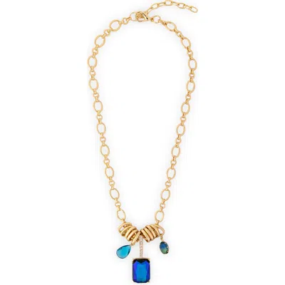 Saachi Stone Charm Chain Necklace In Blue